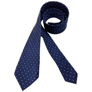 T. M. LEWIN Blue Geometric Silk DESIGNER Tie HANDMADE